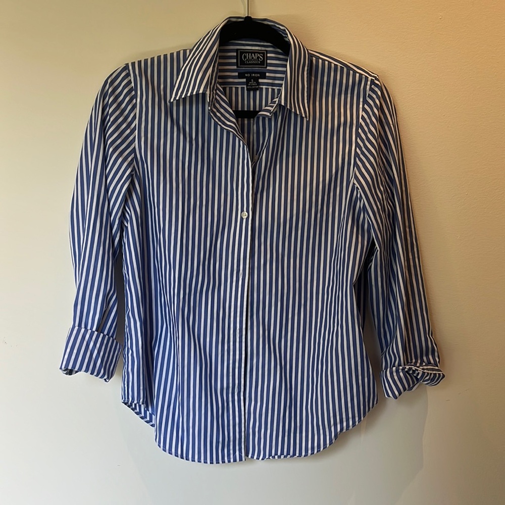 Blue and White Striped Button Down